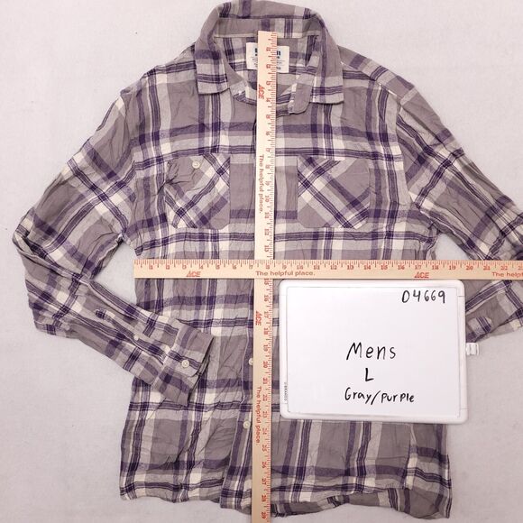 Urban Pipeline Madras Flannel Casual Button Up Shirt Mens Size L Purple Gray - Picture 6 of 10
